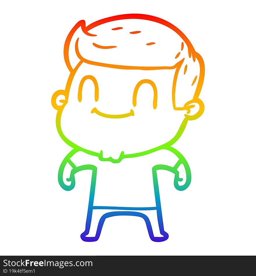 rainbow gradient line drawing of a cartoon friendly man