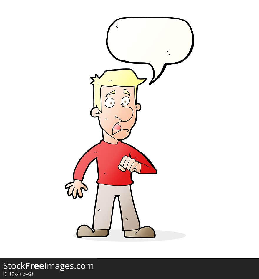 cartoon shocked man with speech bubble