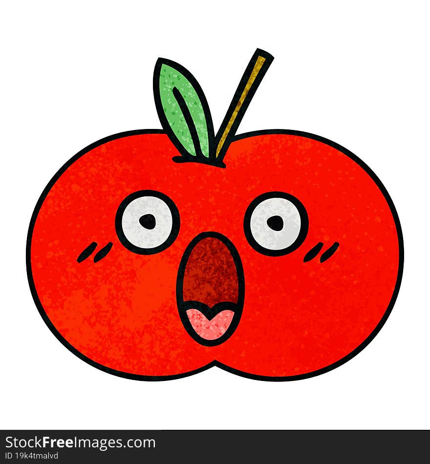 retro grunge texture cartoon red apple