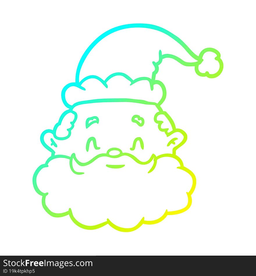 cold gradient line drawing santa claus face