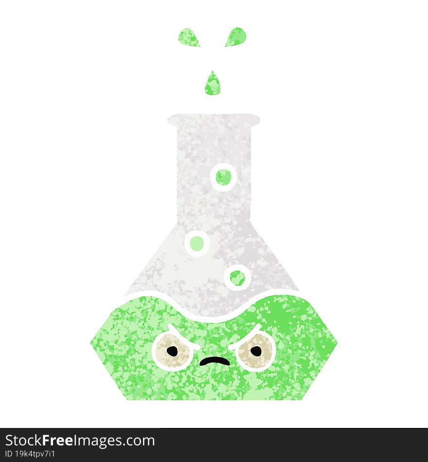 retro illustration style cartoon science beaker