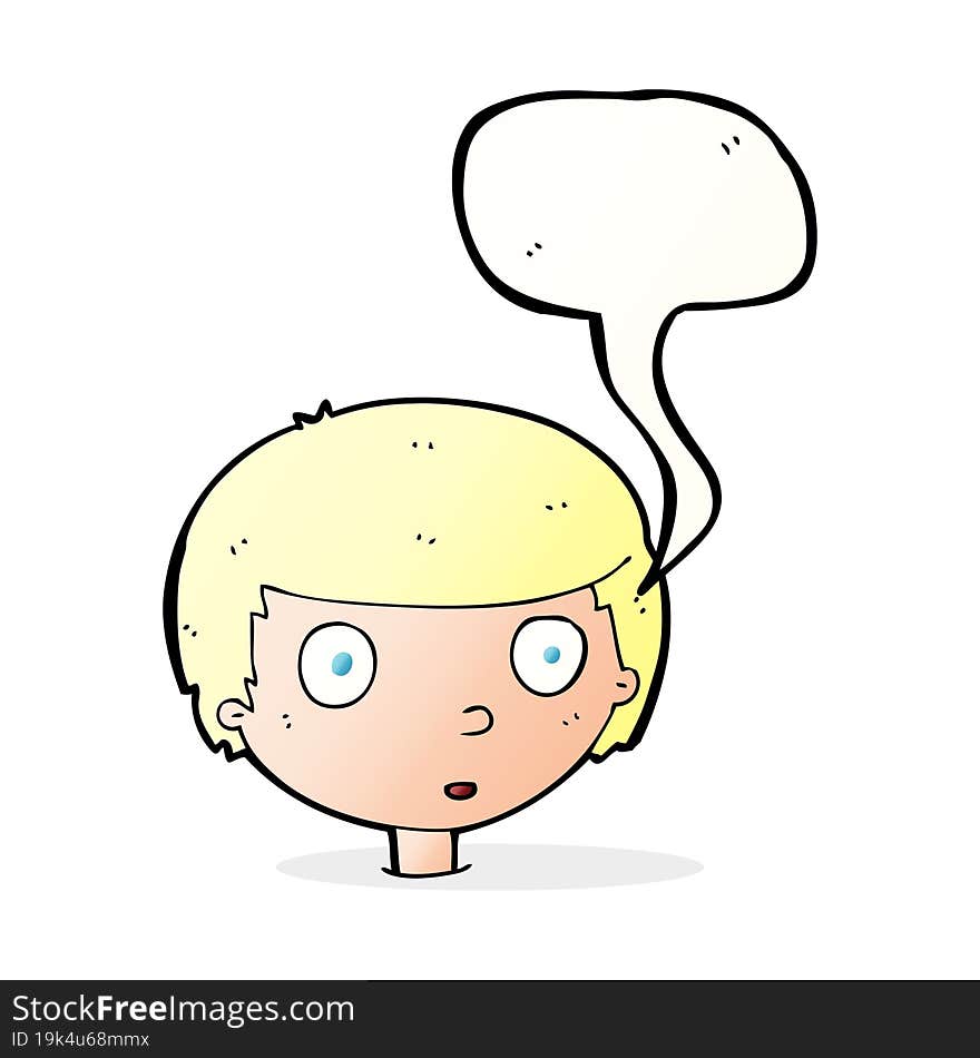 cartoon curious boy with speech bubble