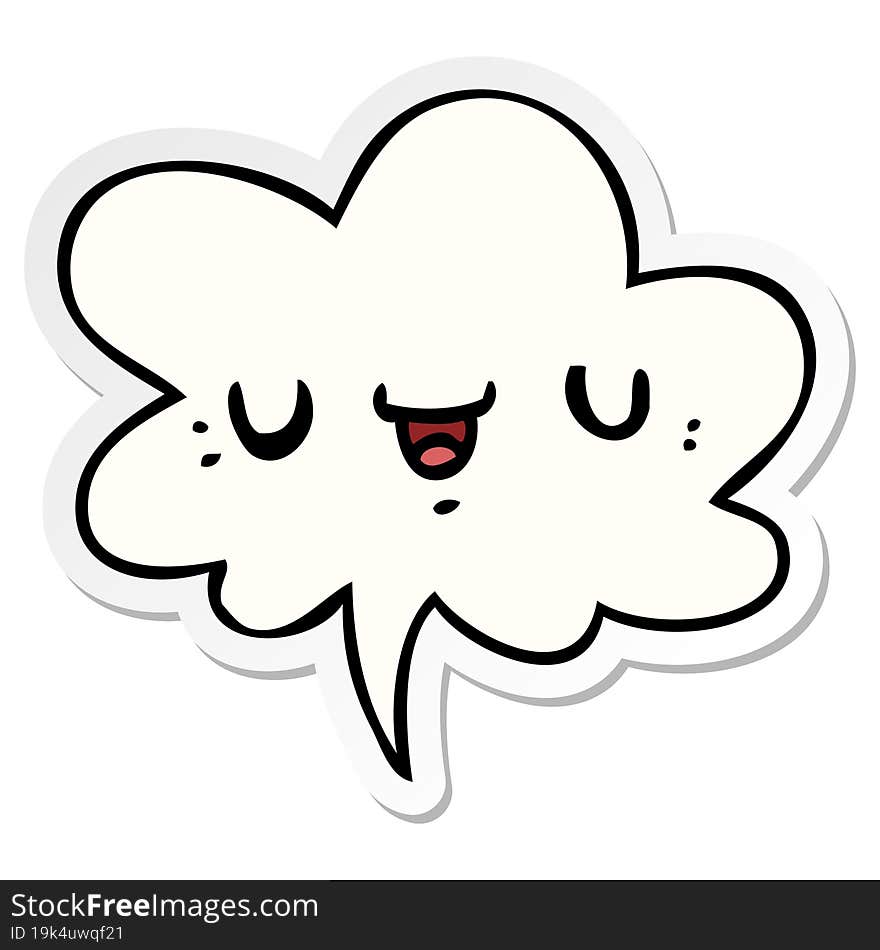 happy cartoon face and speech bubble sticker