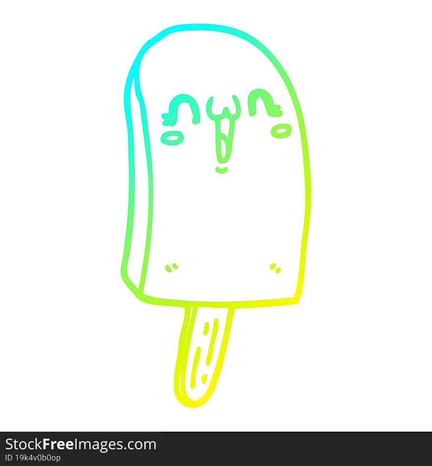 Cold Gradient Line Drawing Cartoon Frozen Ice Lolly