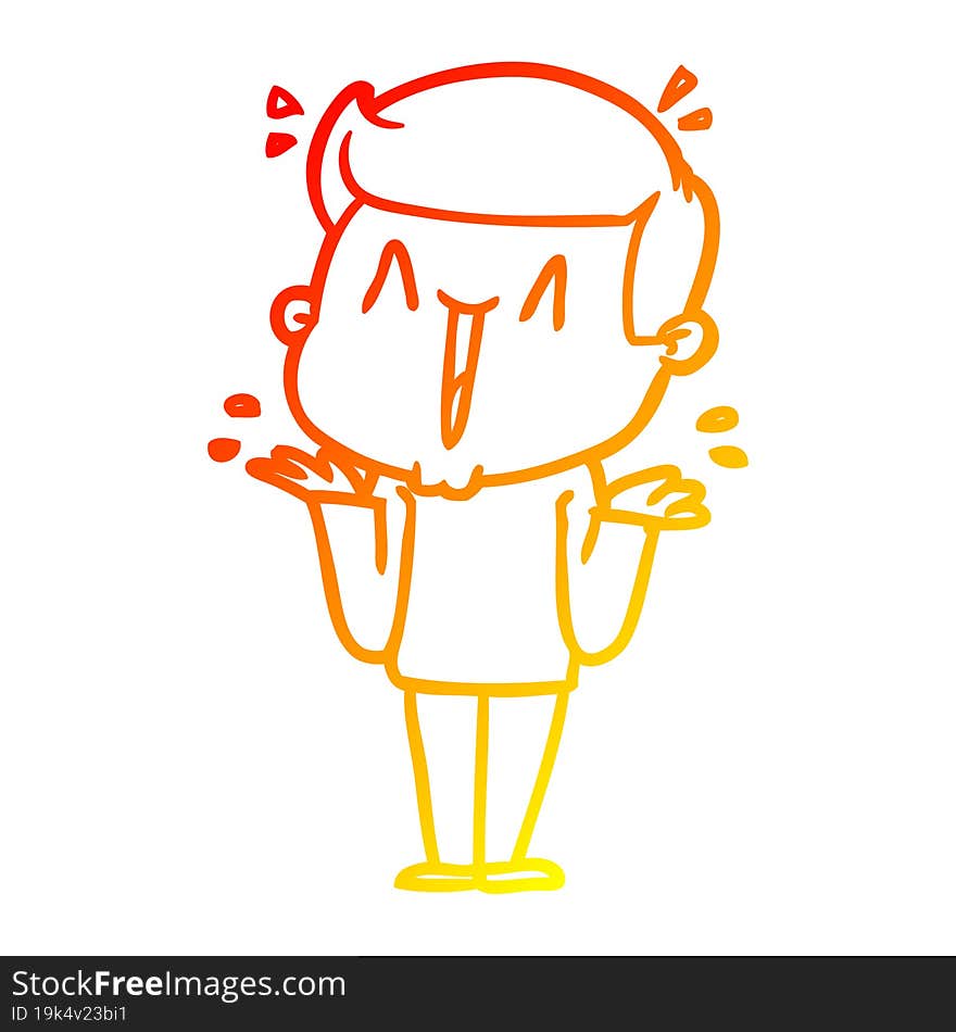 warm gradient line drawing cartoon excited man