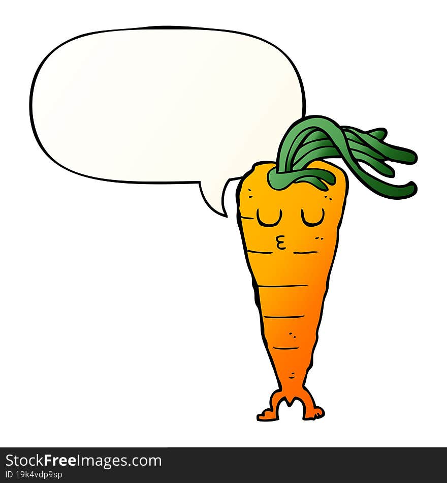 Cartoon Carrot And Speech Bubble In Smooth Gradient Style