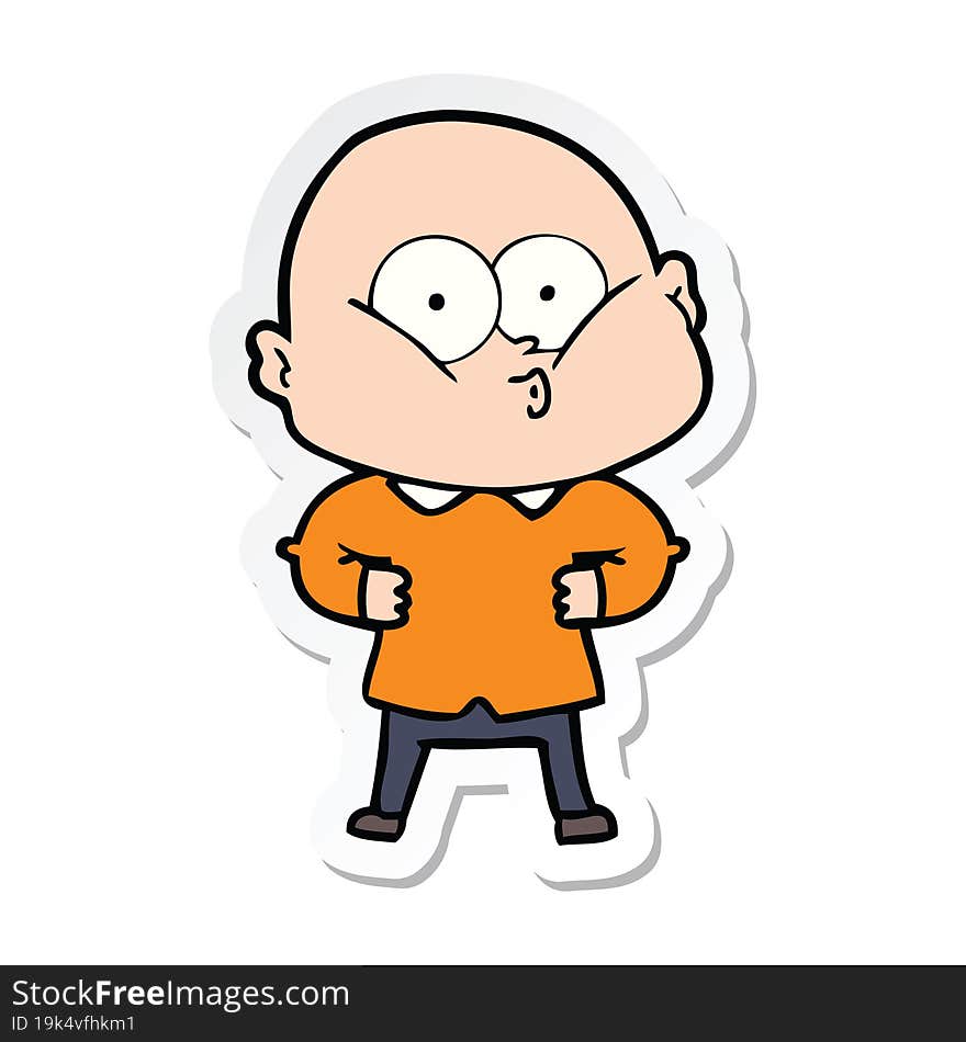 sticker of a cartoon bald man staring