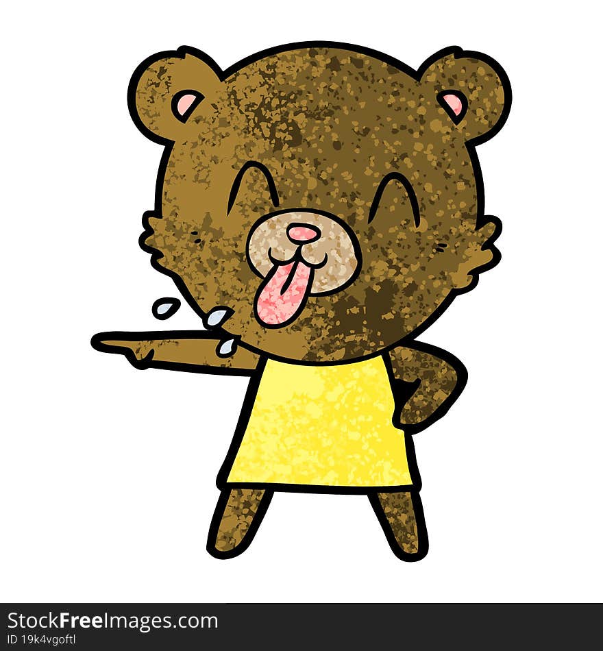 rude cartoon bear pointing. rude cartoon bear pointing