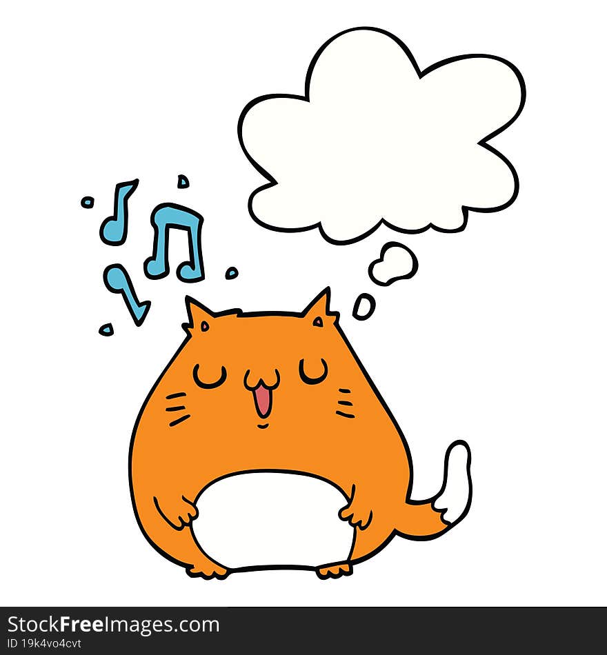 cartoon cat singing and thought bubble