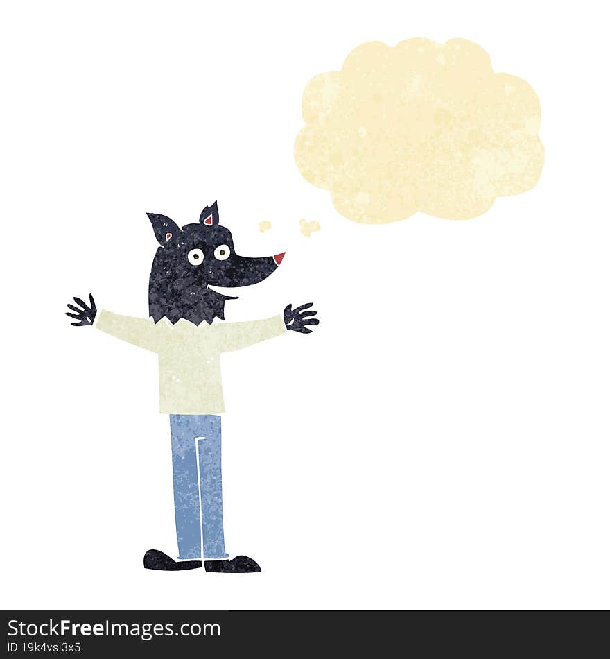 cartoon werewolf with thought bubble