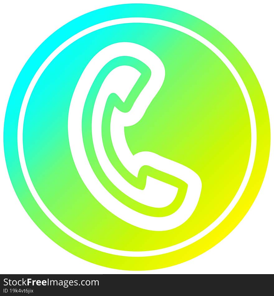 telephone handset circular in cold gradient spectrum