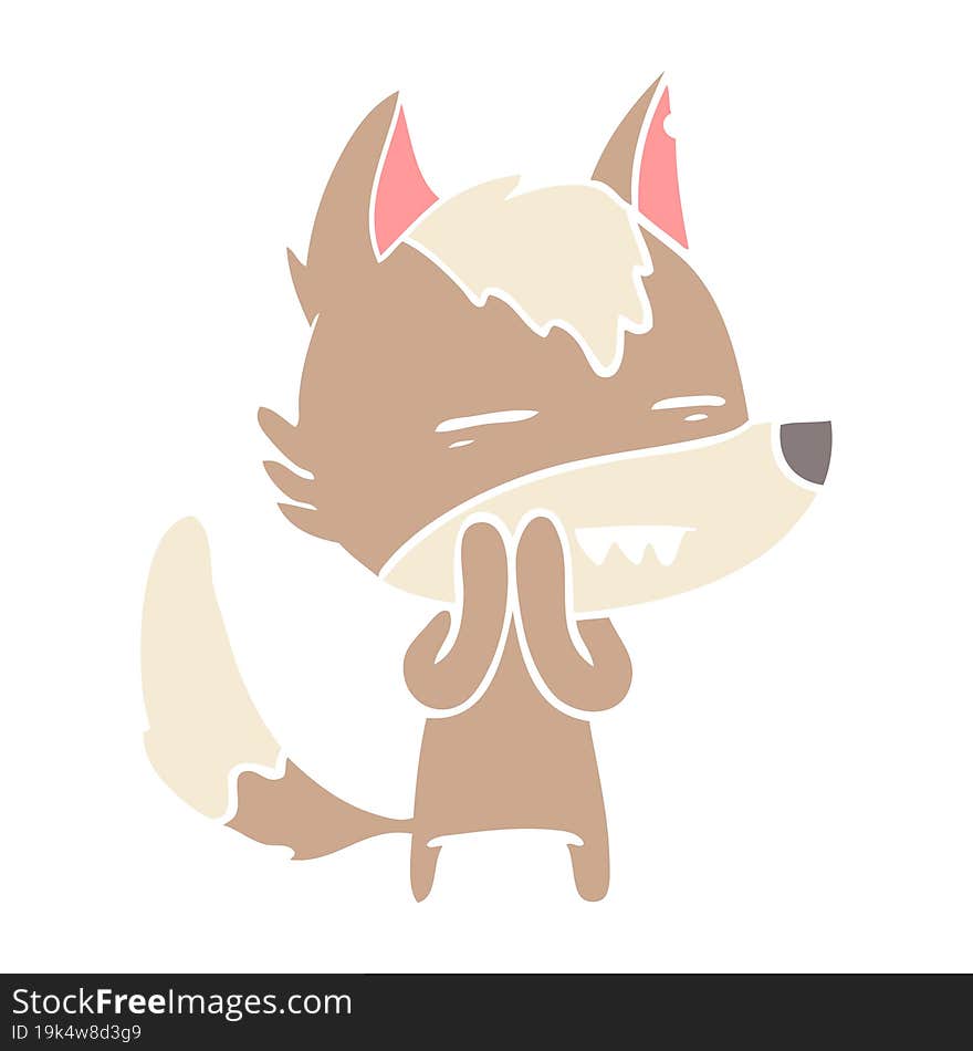 flat color style cartoon wolf showing teeth