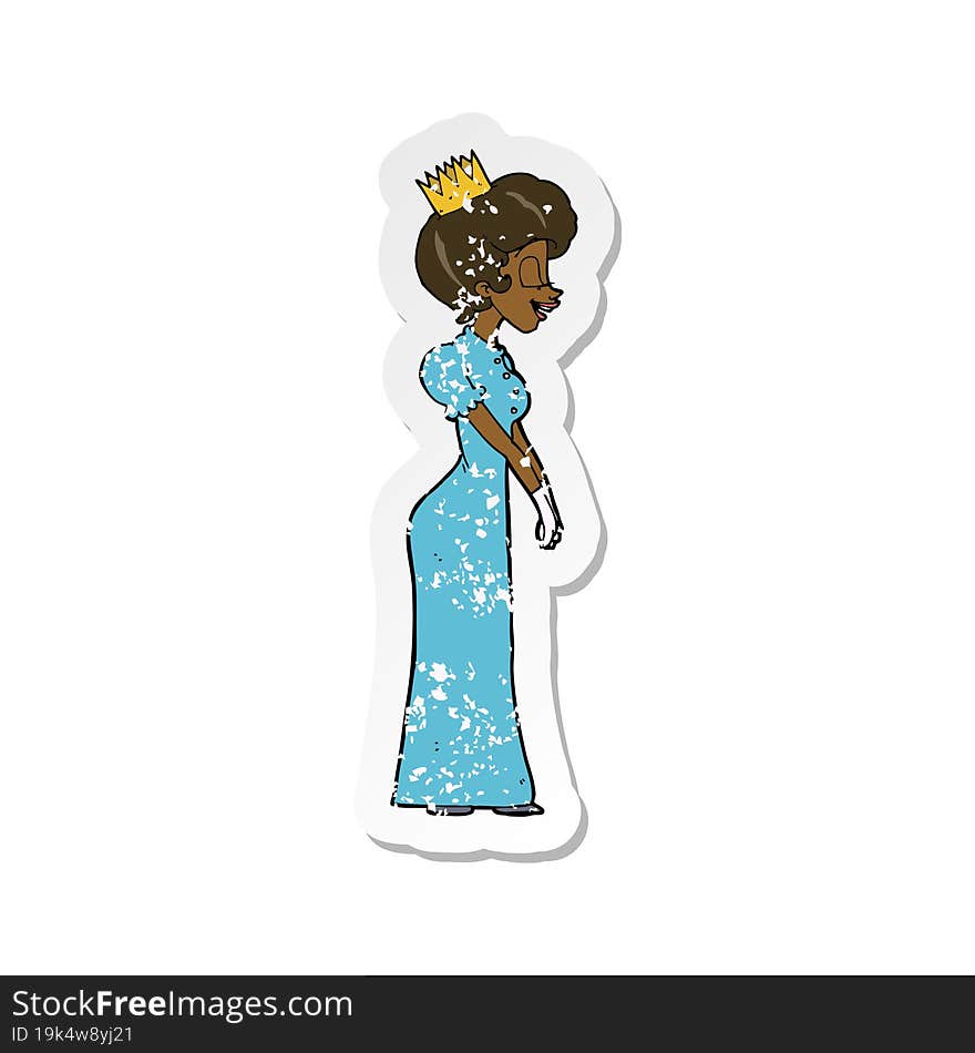 retro distressed sticker of a cartoon princess