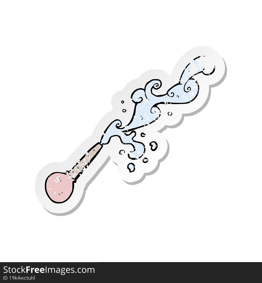 Retro Distressed Sticker Of A Cartoon Squirting Pipette