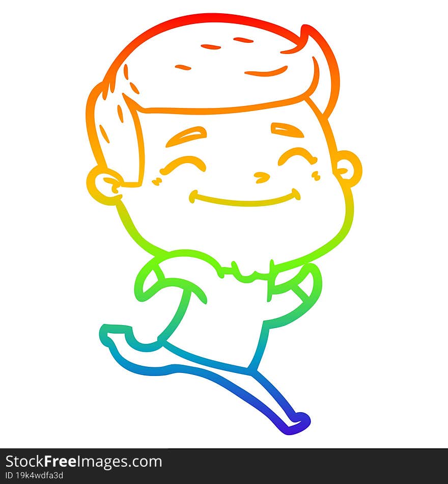 rainbow gradient line drawing happy cartoon man