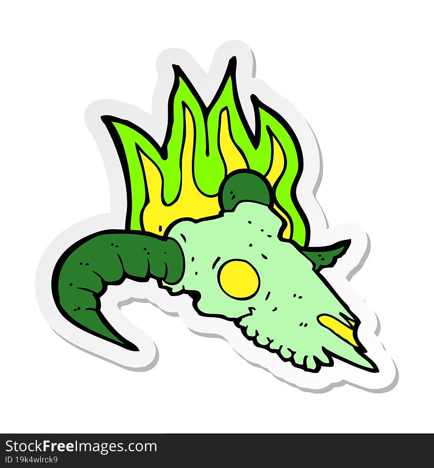 sticker of a cartoon magic ram skull