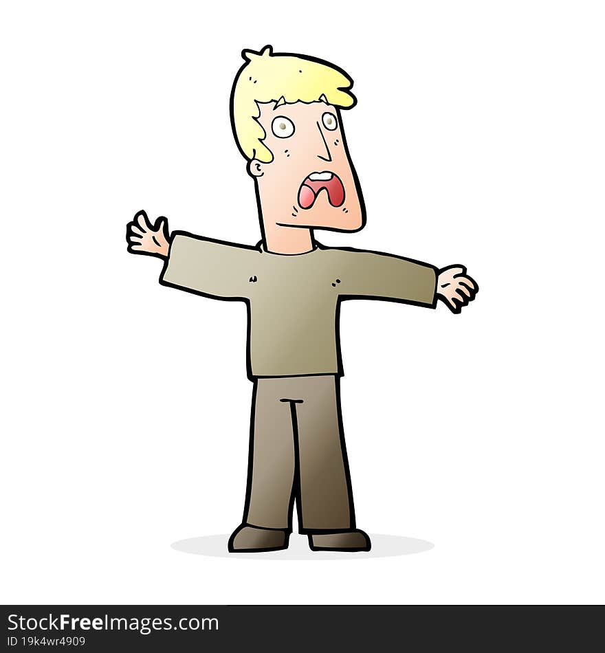 cartoon frightened man