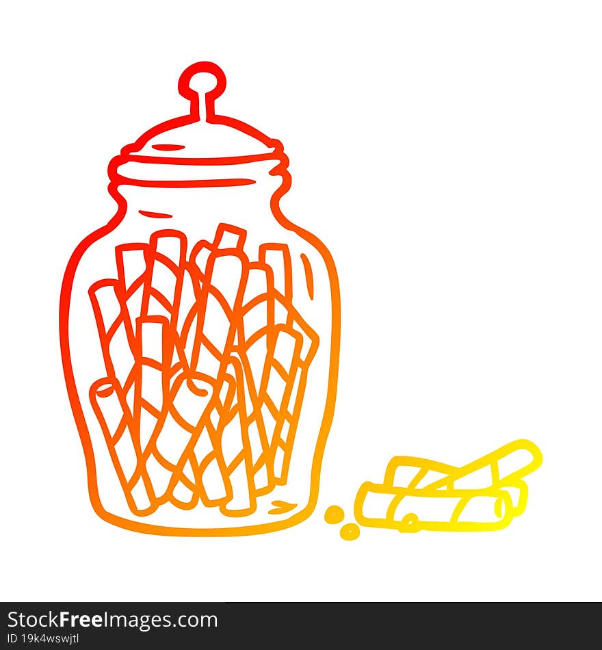 warm gradient line drawing traditional candy sticks in jar