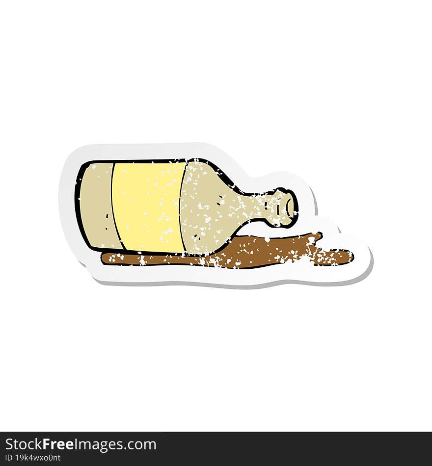 retro distressed sticker of a cartoon spilled beer