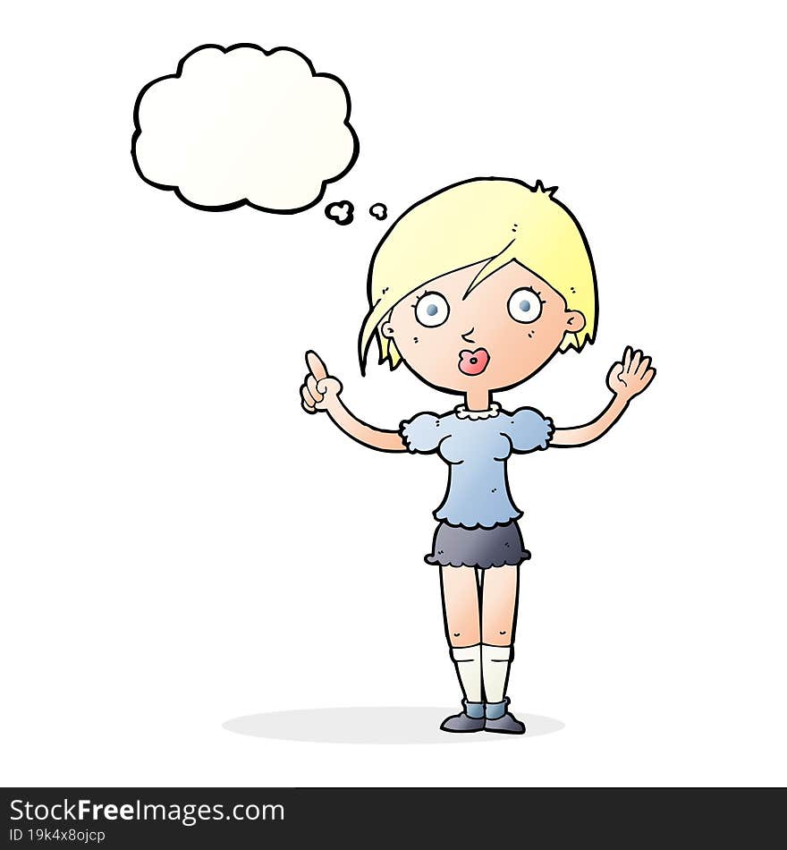 Cartoon Girl Asking Question With Thought Bubble