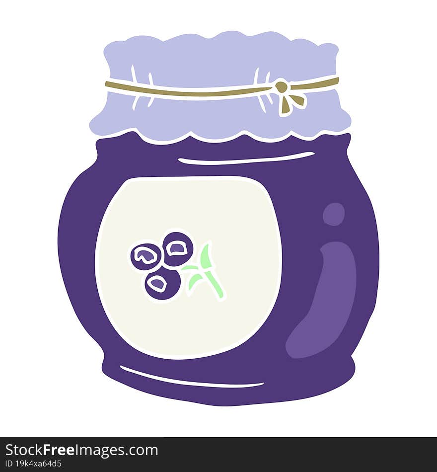 flat color illustration of a cartoon blueberry jam