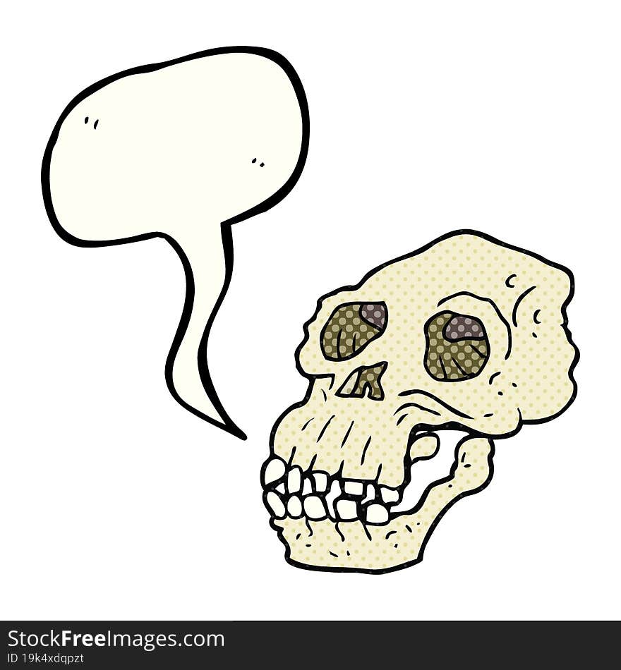 freehand drawn comic book speech bubble cartoon ancient skull