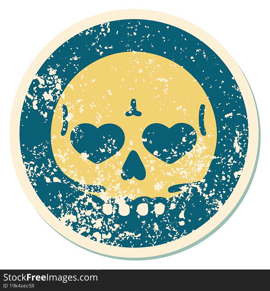 distressed sticker tattoo style icon of a skull