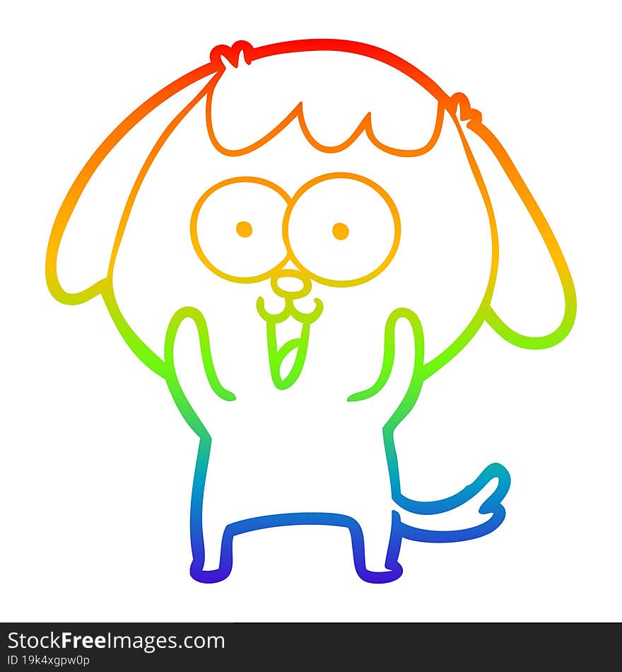 rainbow gradient line drawing of a cute cartoon dog