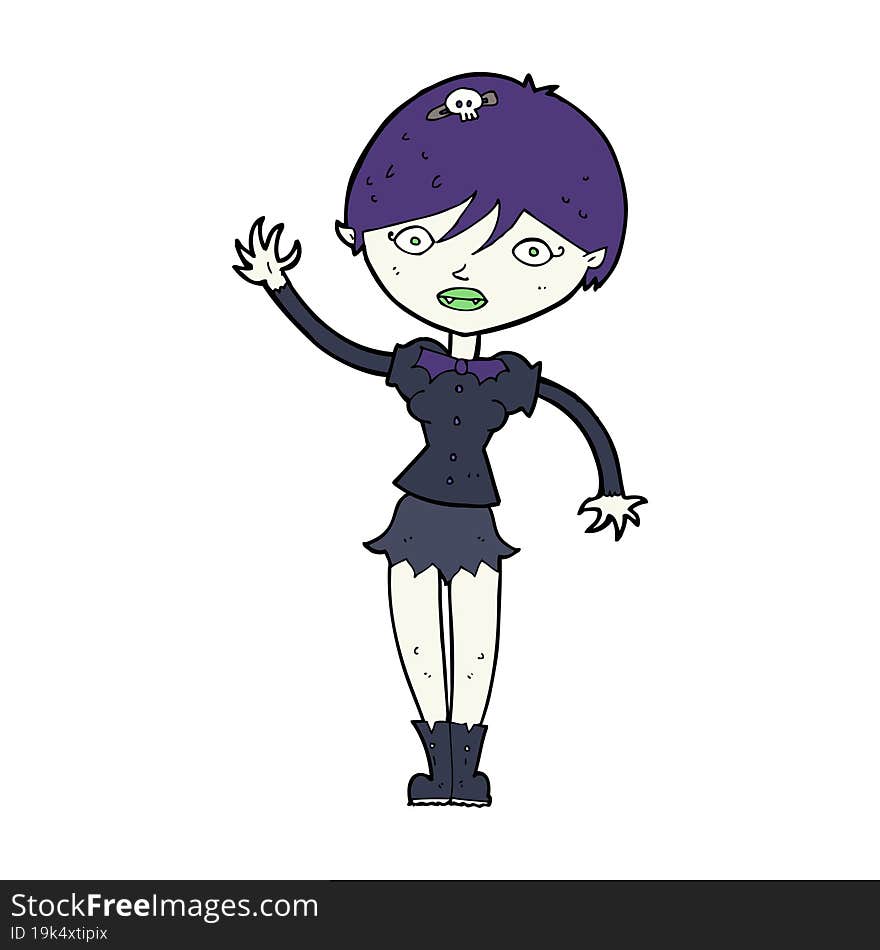 cartoon vampire girl waving