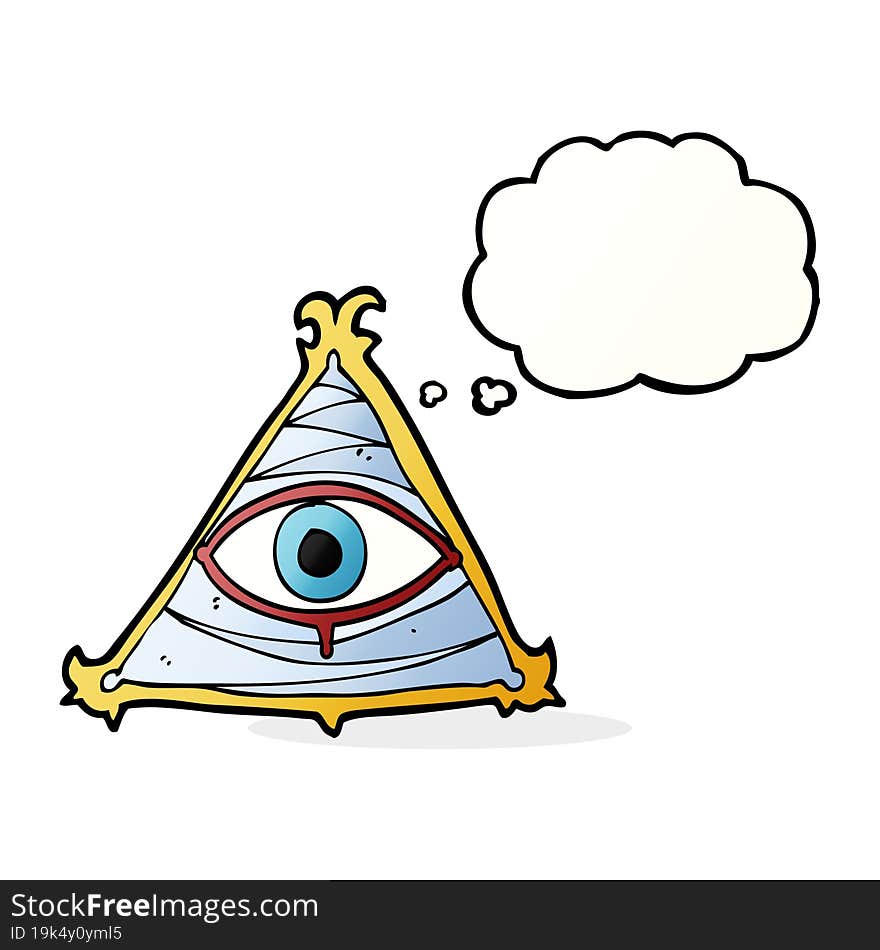 Cartoon Mystic Eye Symbol With Thought Bubble