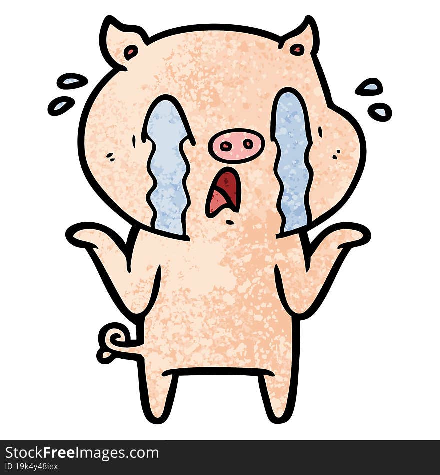 crying pig cartoon. crying pig cartoon