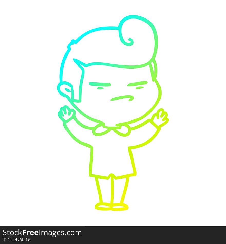 cold gradient line drawing cartoon cool guy with fashion hair cut