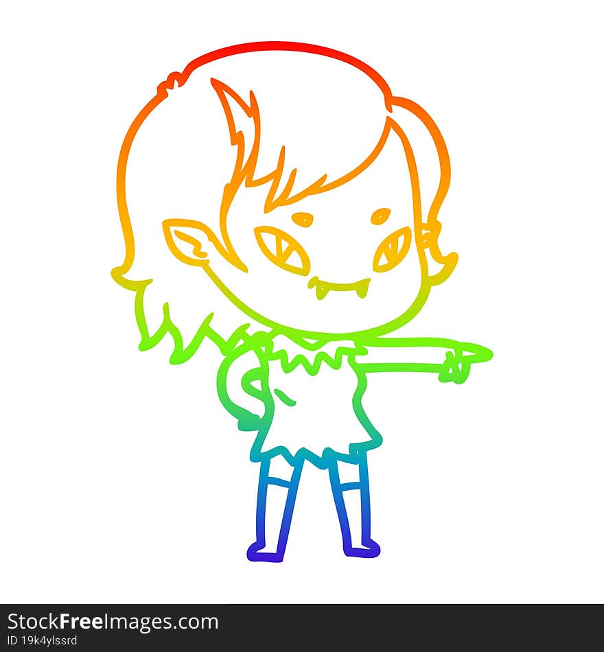 rainbow gradient line drawing cartoon friendly vampire girl