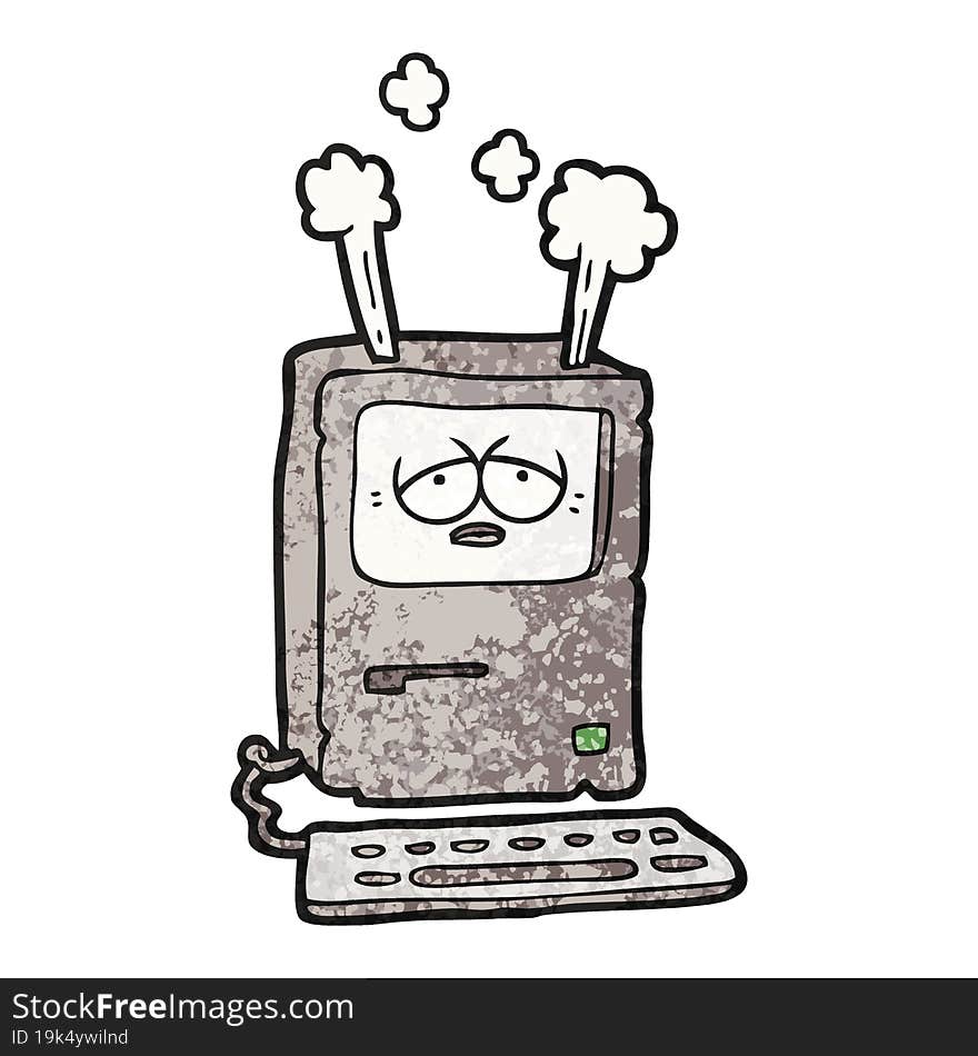 cartoon tired computer overheating. cartoon tired computer overheating