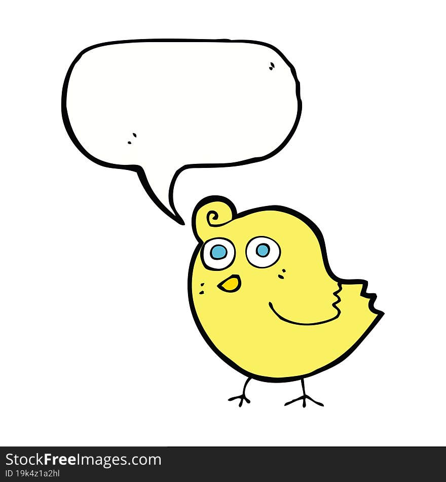 funny cartoon bird with speech bubble