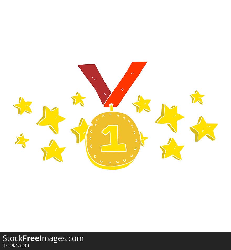 flat color illustration of first place medal. flat color illustration of first place medal