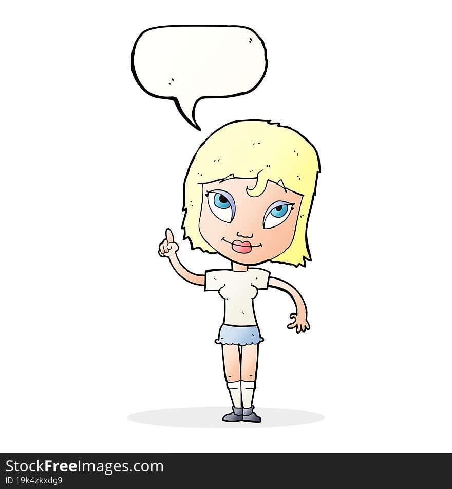 cartoon woman with idea with speech bubble