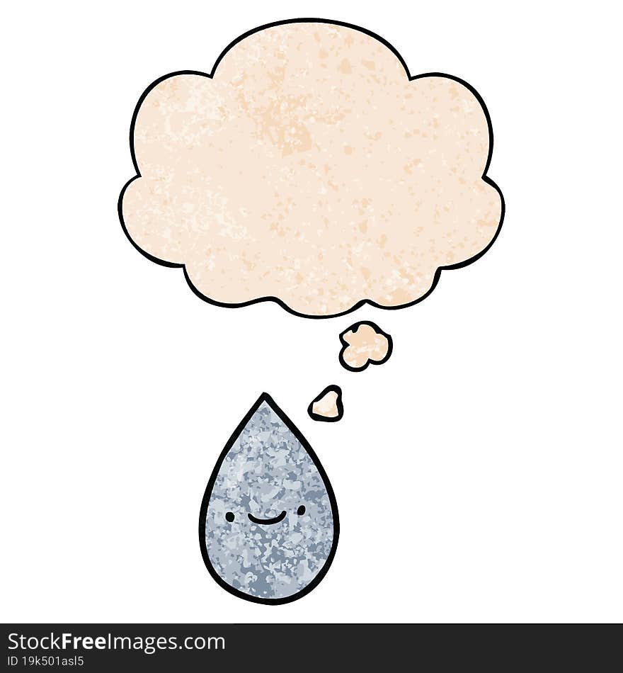 cartoon raindrop with thought bubble in grunge texture style. cartoon raindrop with thought bubble in grunge texture style