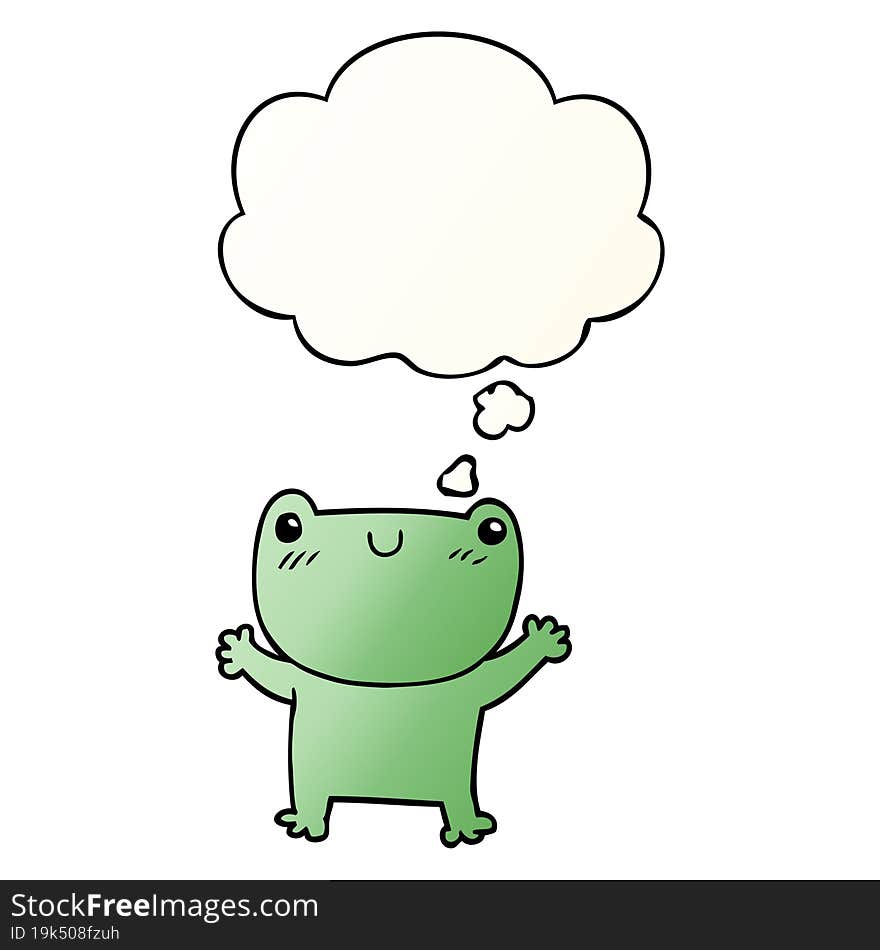 cartoon frog with thought bubble in smooth gradient style