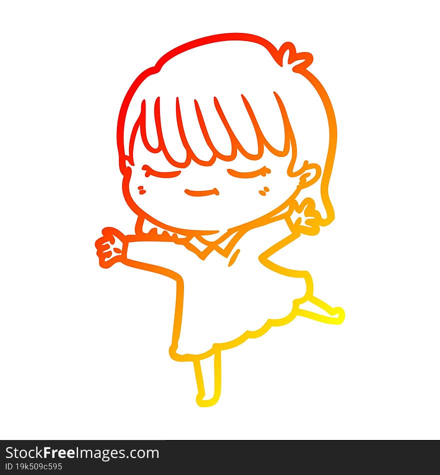 warm gradient line drawing of a cartoon woman