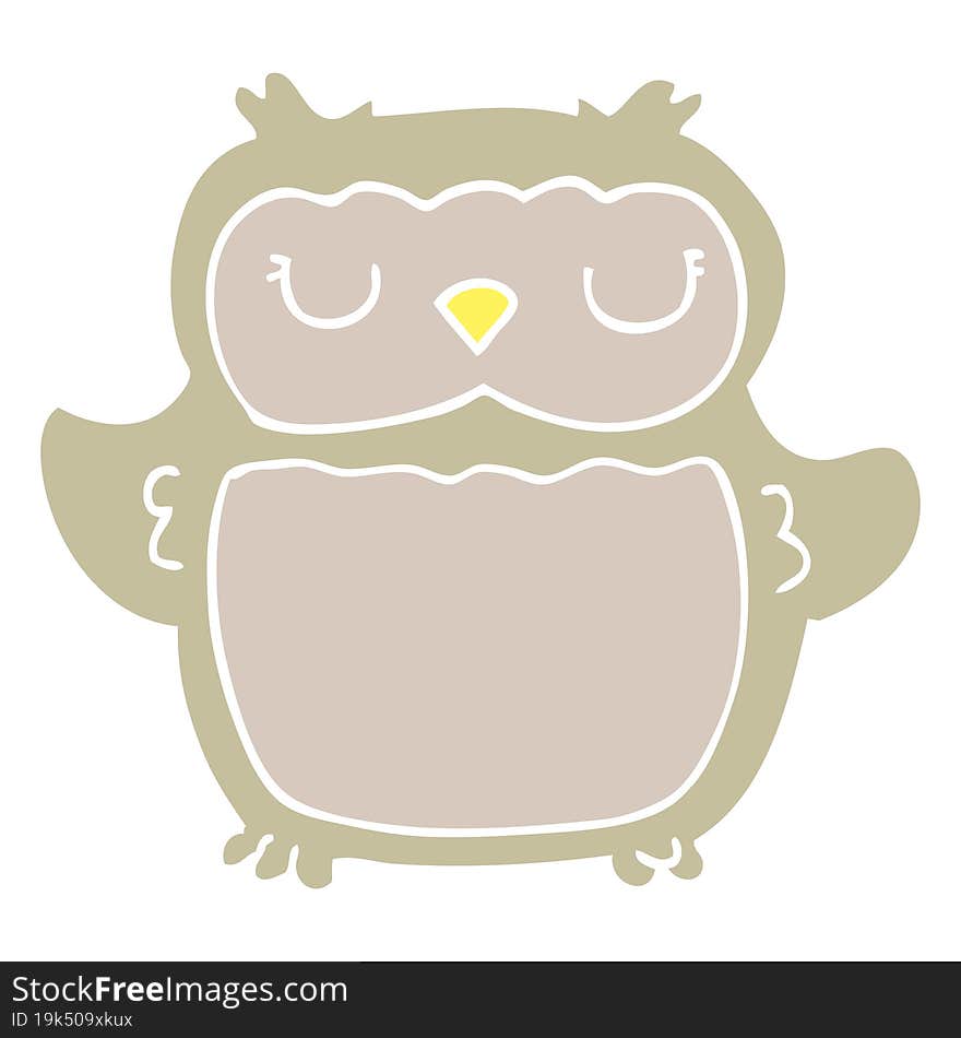 Flat Color Style Cartoon Owl