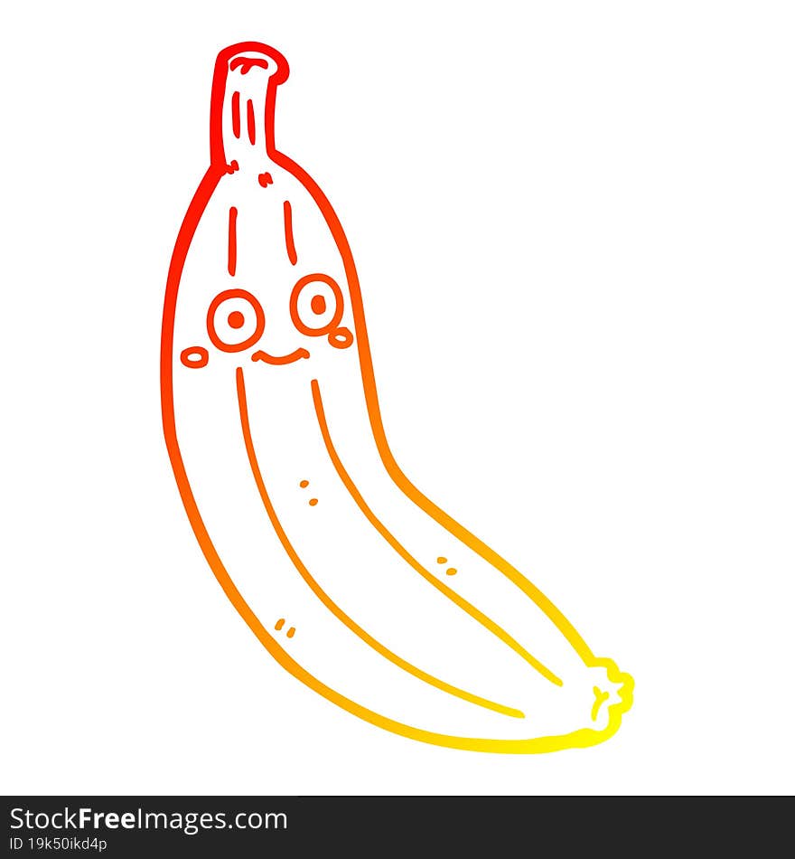 warm gradient line drawing cartoon banana