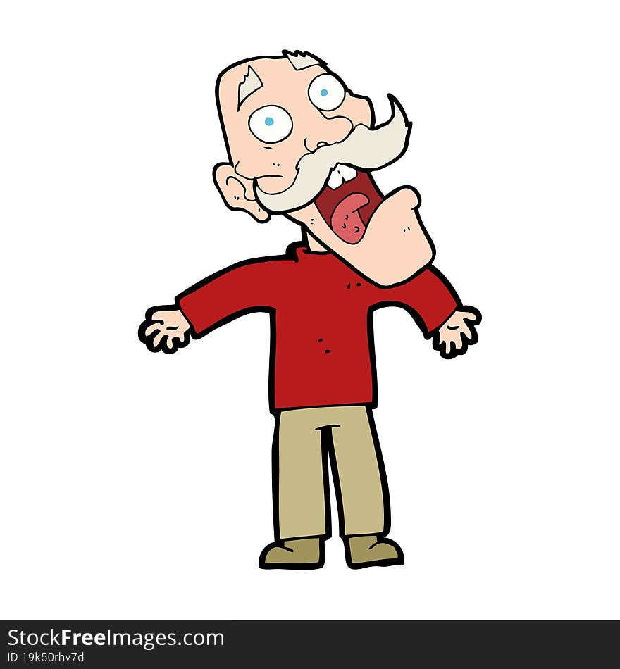 Cartoon Terrified Old Man