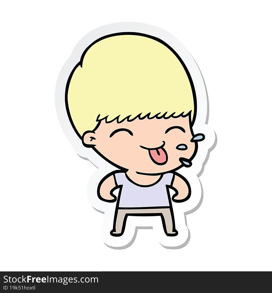 Sticker Of A Funny Cartoon Boy