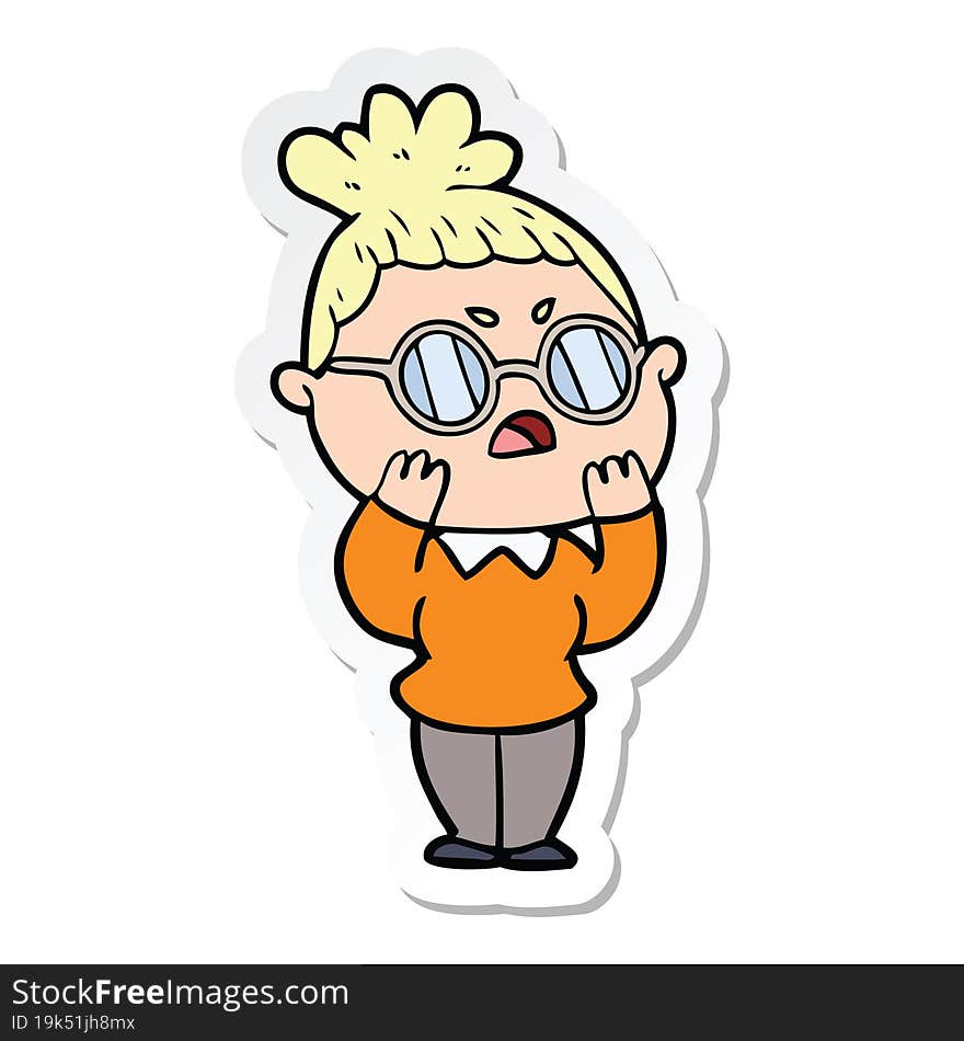 sticker of a cartoon annoyed woman