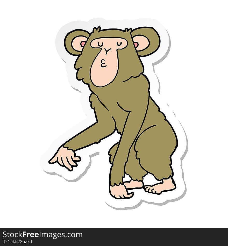 sticker of a cartoon chimpanzee