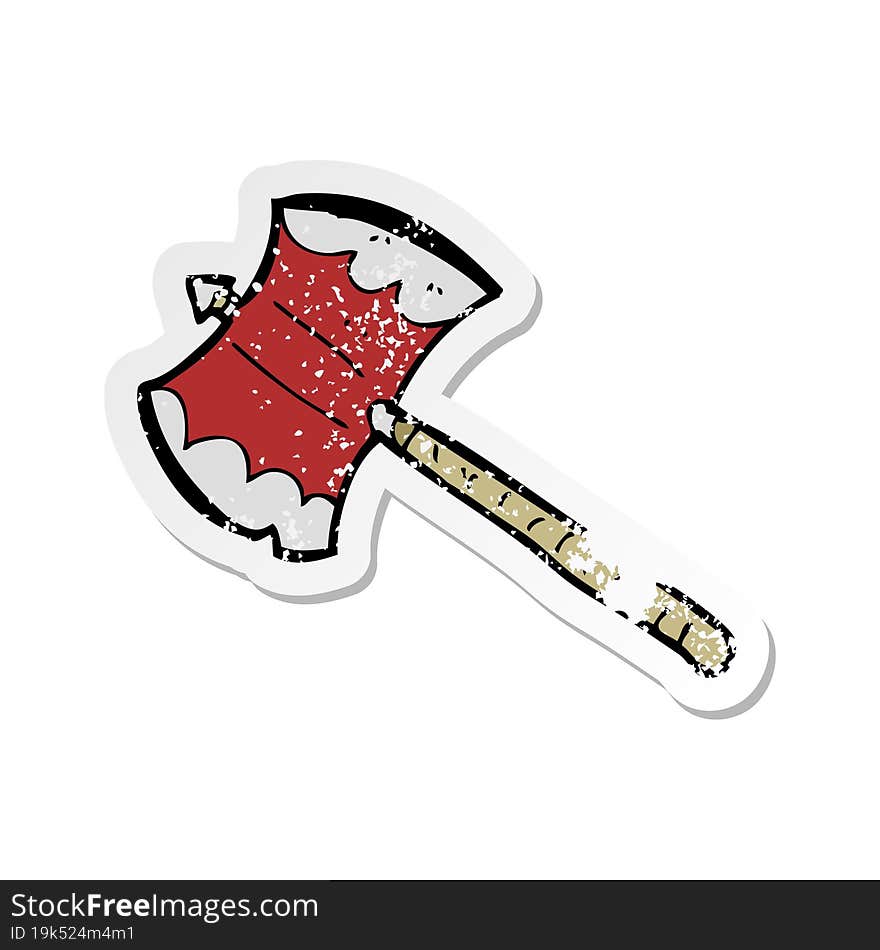 retro distressed sticker of a cartoon double sided axe