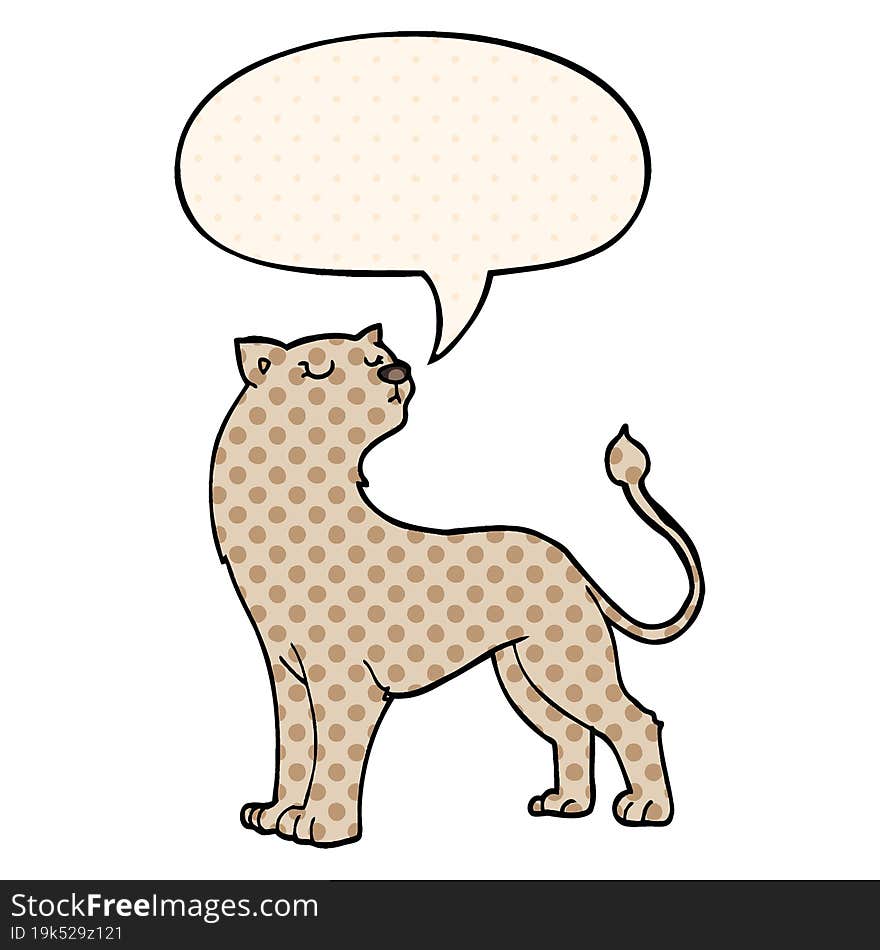 cartoon lioness and speech bubble in comic book style