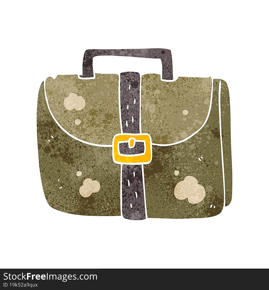 freehand retro cartoon old work bag