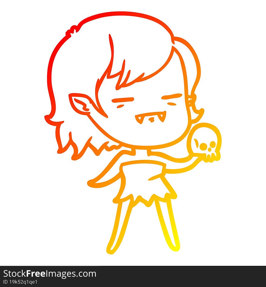 warm gradient line drawing cartoon undead vampire girl